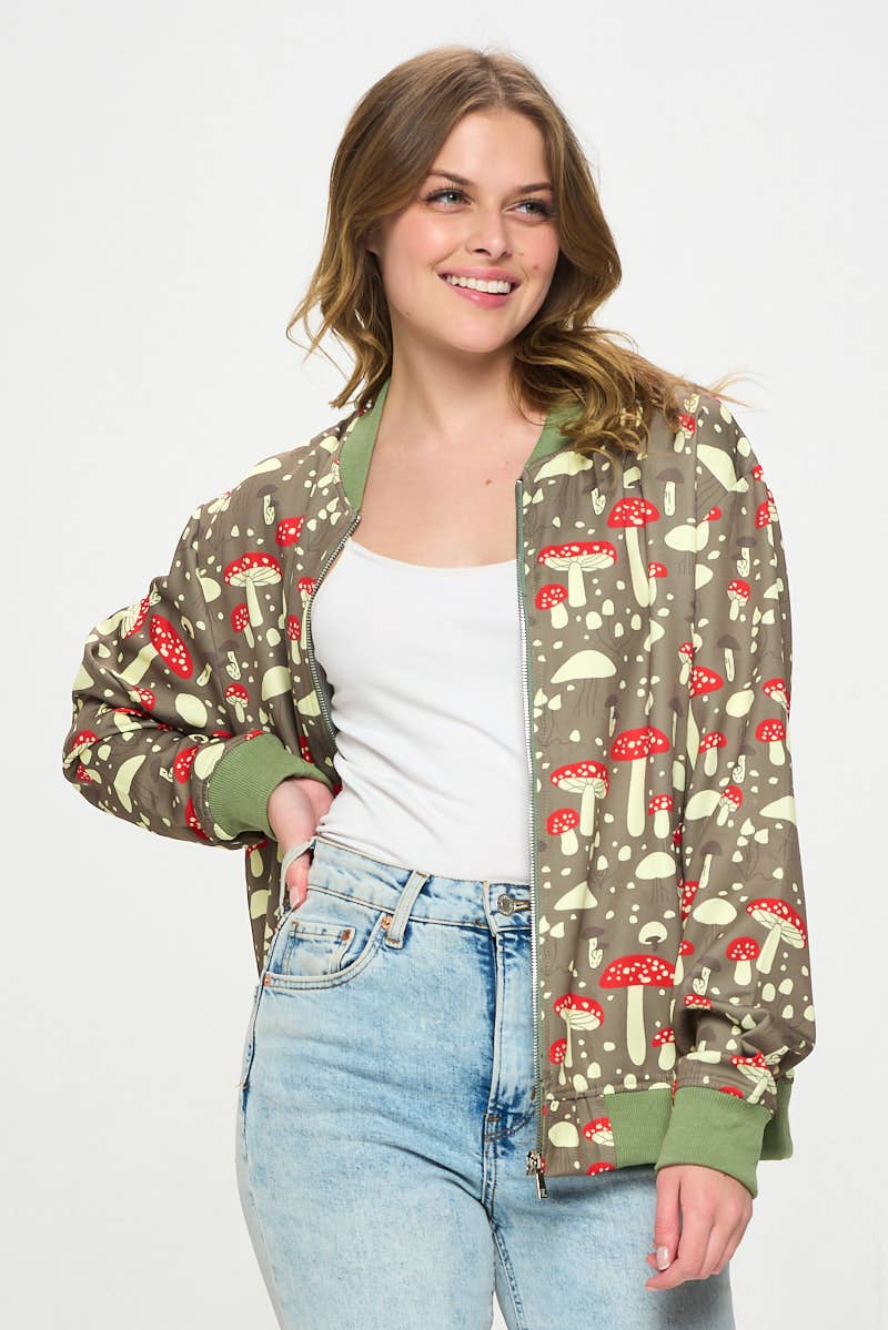 Bomber Jacket - Wild Mushrooms Green