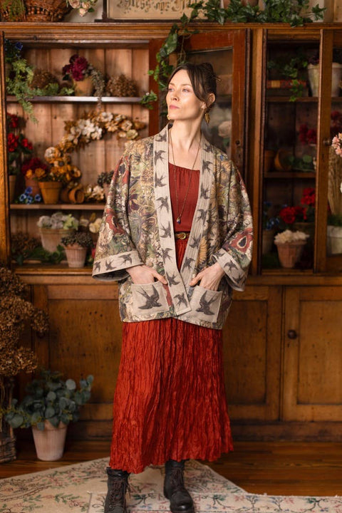 Fleece Cottage Cardigan Kimono Jacket - Golden Hour