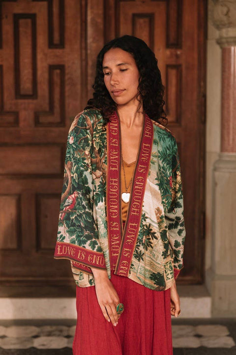 Pixie Duster Crop Kimono - Wildheart wtih Unicorn & Castle