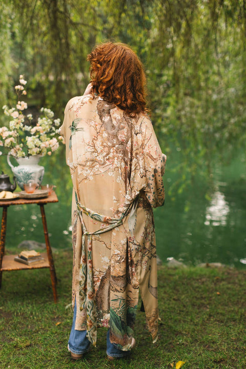 Duster Kimono Robe - Fable Opera with Deer Moon & Blossom