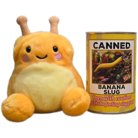 Stuffed Animal - Slick the Canned Banana Slug (Regular Lid)