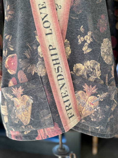 Fleece Cottage Cardigan Kimono Jacket - Heart of Gold