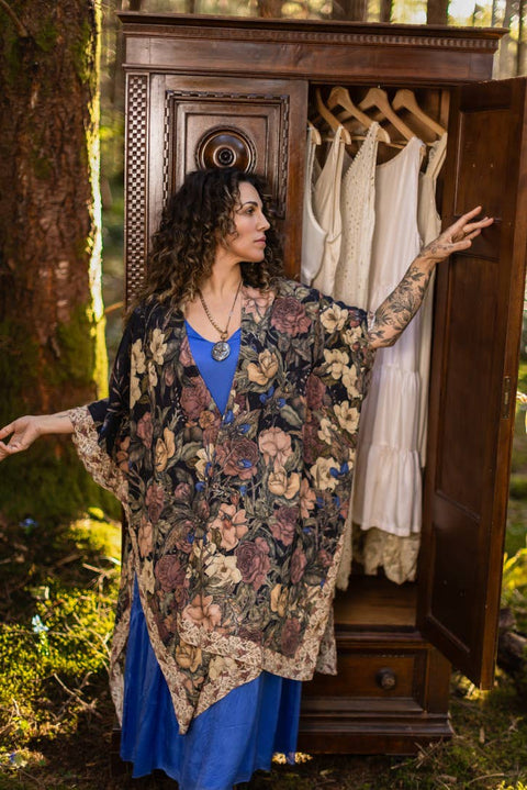 Bohemian Goddess Starduster Kimono - Lionheart with Botanicals