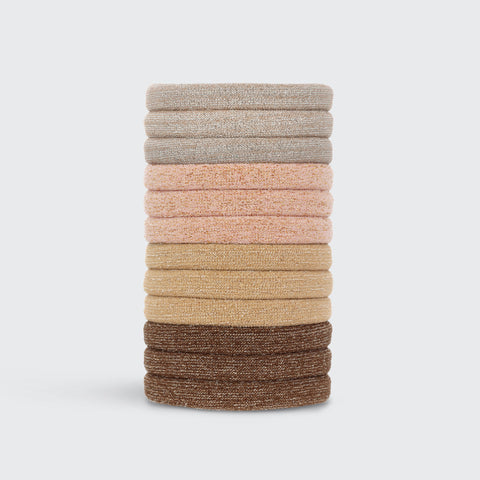 Medium Elastics 12pc - Neutral (Recycled Nylon Glitter)