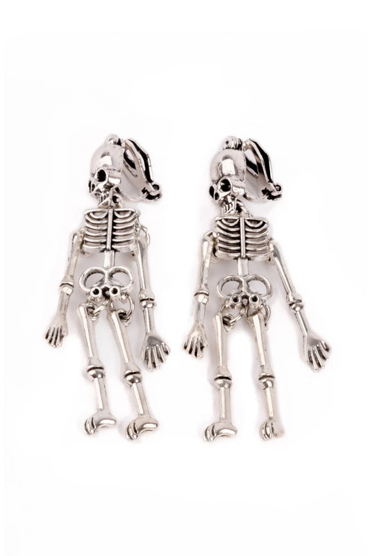 Dress Up - Clip On Spooky Scary Skeleton Earrings