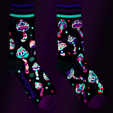 Crew Socks - Funky Fungi (UV Reactive)