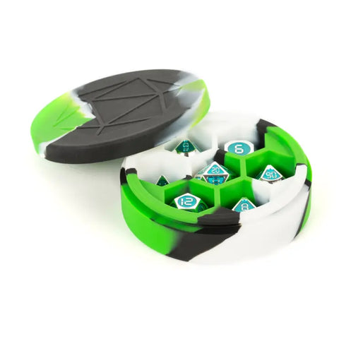 Silicone Dice Case - Black & Green Swirl