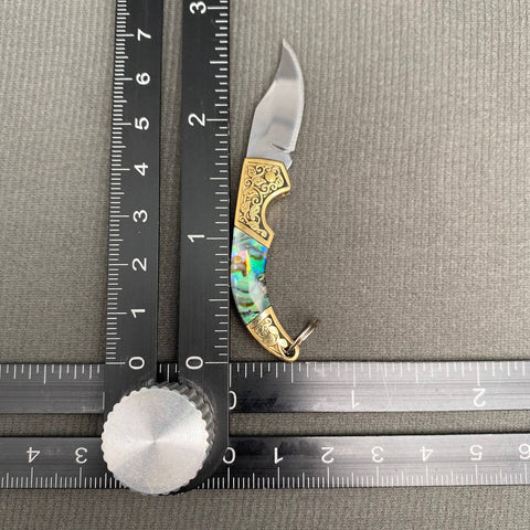Foldable Knife - Shell Inlaid (Golden)