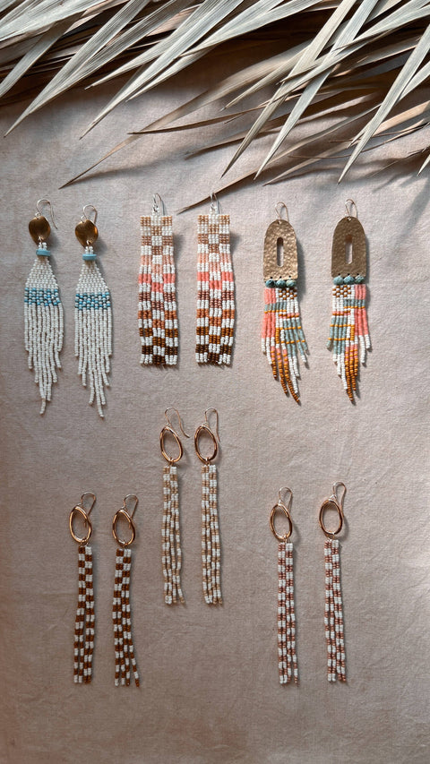 Earrings - Checkered Set Rust