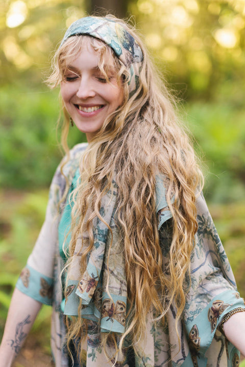 Scarf (Bamboo) - Earth and Sky Bohemian With Tree Print