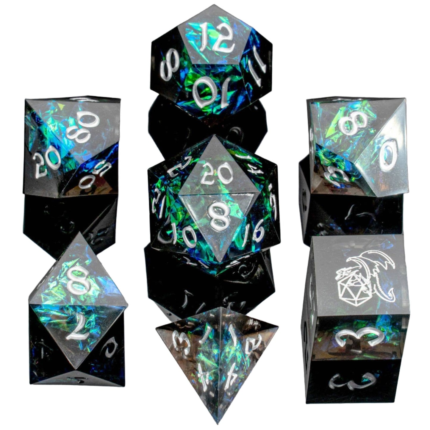 Captured Magic Hand Sanded Sharp Edge Resin Dice Set - Black Magic