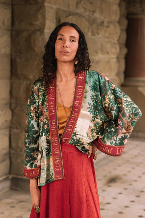 Pixie Duster Crop Kimono - Wildheart wtih Unicorn & Castle
