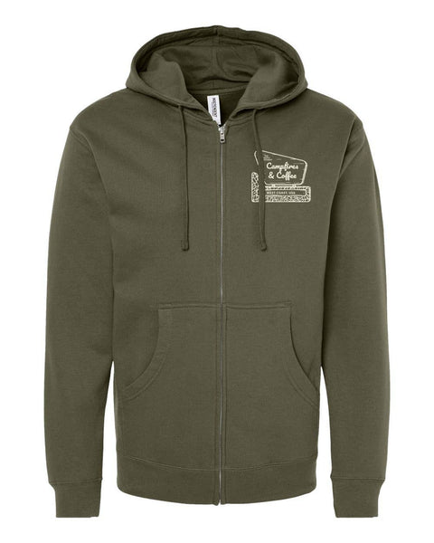 Sweatshirt (Full Zip) - Campfires & Coffee