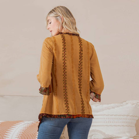 Kimono - Bohemian Elegance Stonewashed Rayon Camel