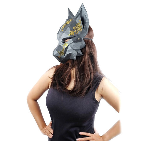 3D PaperCraft - Futuristic Fox Mask: Black