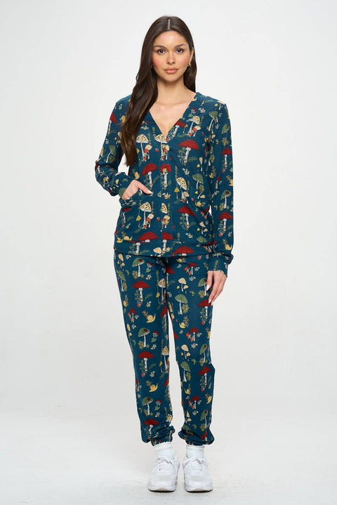 Cardigan - Mushrooms Floral + Bugs Navy