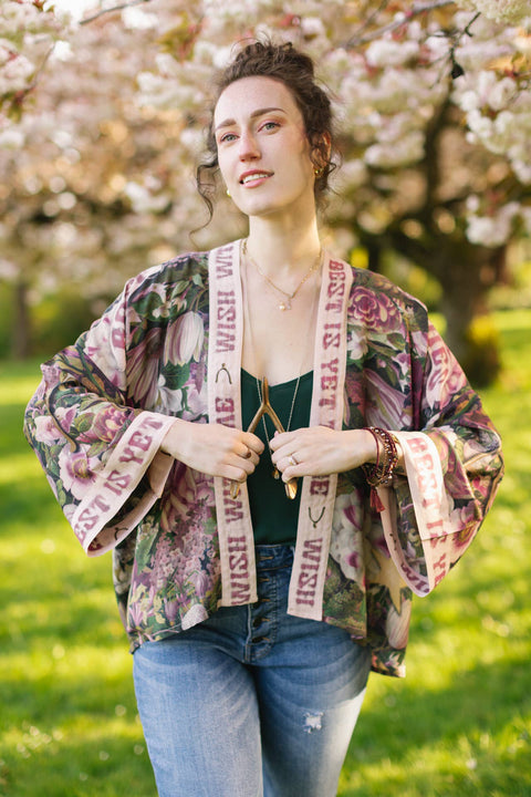 Pixie Duster Cropped Kimono - A Wish w/ Wishbone Dandelion