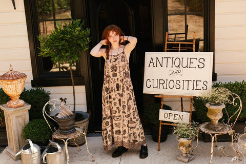 Bohéme Maxi Slip Dress - Curiosities w/ whimiscal print