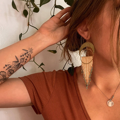 Earrings  Over the Moon Set In Turquoise