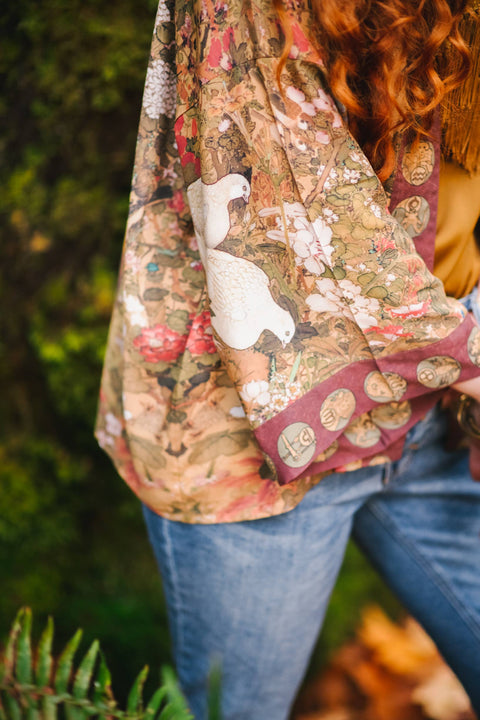 Cropped Bamboo Kimono Cardigan - Dreamweaver With Zodiac Signs