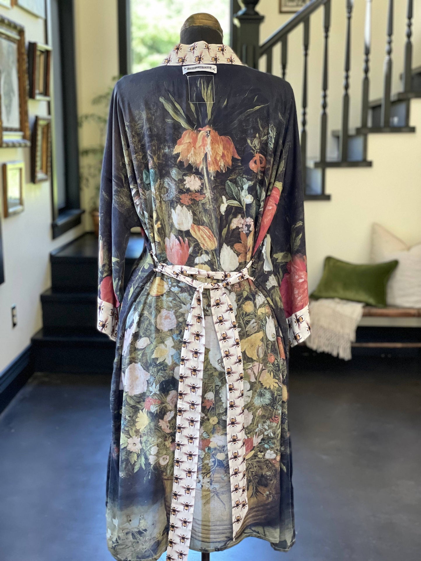 Bamboo Duster Kimono Robe - I Dream In Flowers Bees