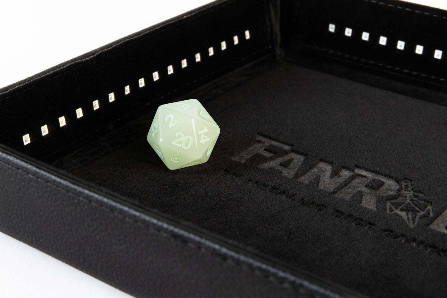 Blacklight Dice Tray & d20 - Black