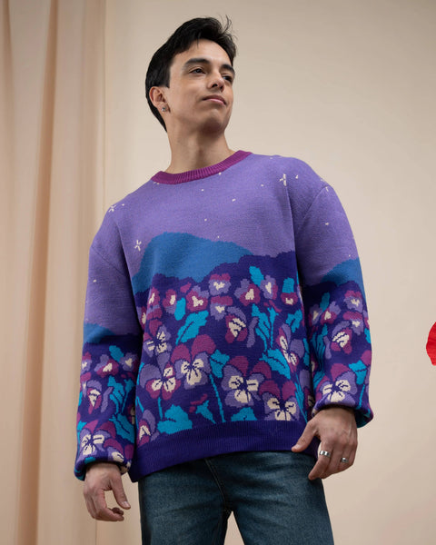 Sweater - Violet Flower
