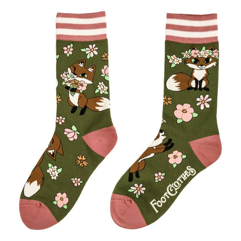 Crew Socks - Floral Foxes