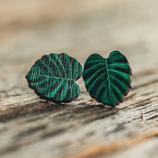 Earrings (Stud) - Monstera