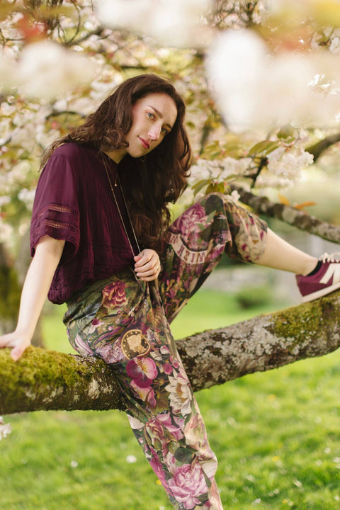 Linen Cropped Artist Pant - Make A Wish w/ Wishbone, Dandelion