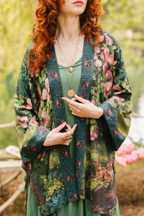 Matinée Duster Kimono - The Daydreamer w/ Roses & Rabbits
