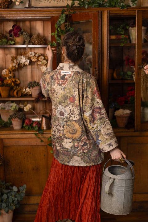 Fleece Cottage Cardigan Kimono Jacket - Golden Hour
