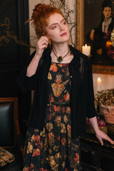 Bohéme Long Maxi Slip Dress - Heart of Gold with Sacred Heart