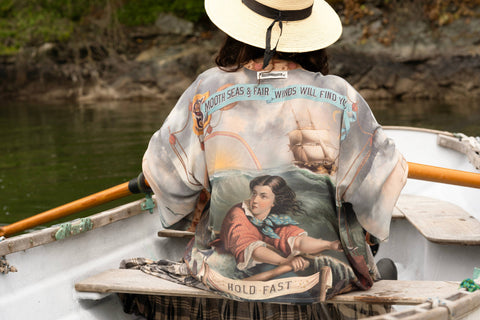 Pixie Duster Cropped Kimono - Hold Fast w/ Boat, Rainbow