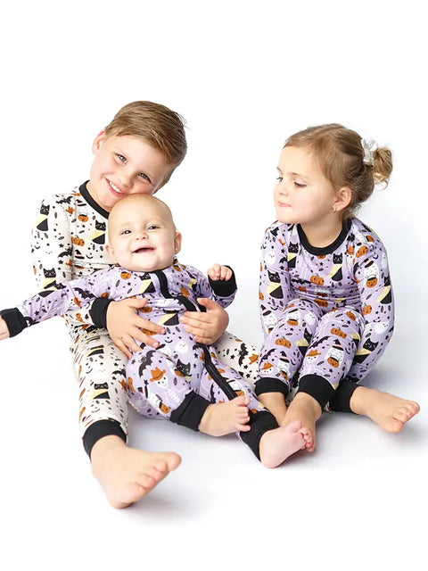 2 Piece Pajama (Long Sleeve) - Spooky Cute Purple