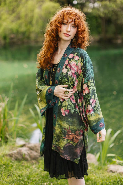 Matinée Duster Kimono - The Daydreamer w/ Roses & Rabbits
