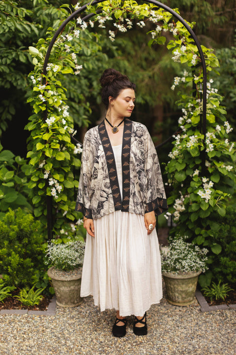 Pixie Duster Crop Kimono - Honey & The Moon with Florals & Bees