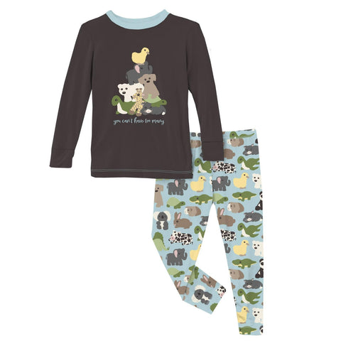 2 Piece Pajama Set (Long Sleeve) - Spring Sky Too Many Stuffies with Graphic Top