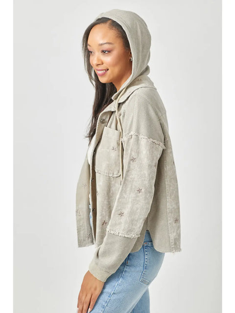 Jacket - Star Embroidery Washed Stone