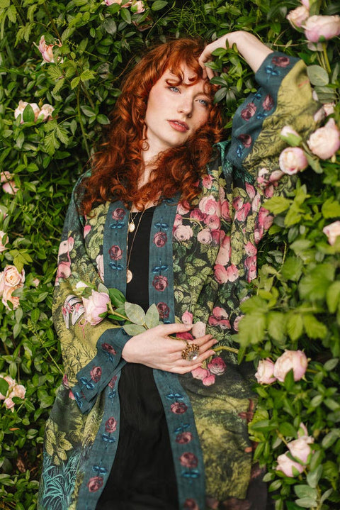 Matinée Duster Kimono - The Daydreamer w/ Roses & Rabbits