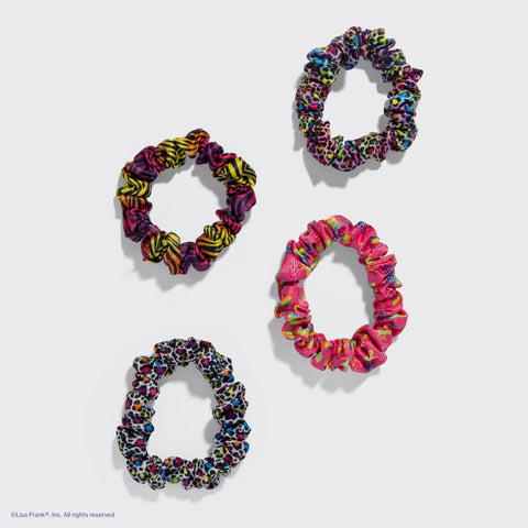 Ruched Satin Scrunchies - Lisa Frank x Kitsch  Rainbow Leopard