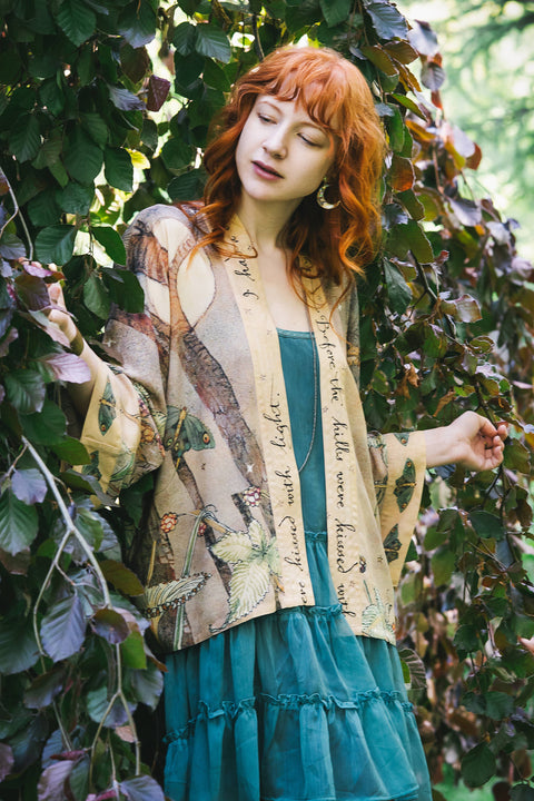 Cropped Kimono - Lovelight Pixie with Woodland Swallow & Stars
