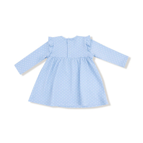 Dress with Diaper Cover - Blue Dot with Mushroom House