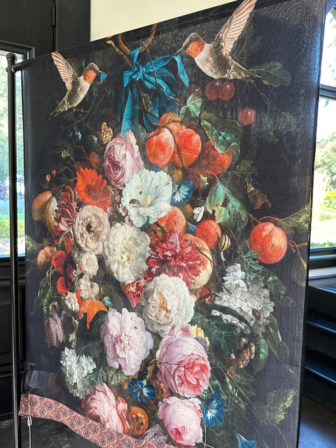 Scarf (Bamboo) - Flight of Fancy Floral with Hummingbirds