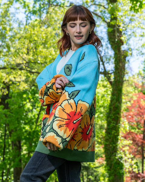 Cardigan - Orange Hibiscus