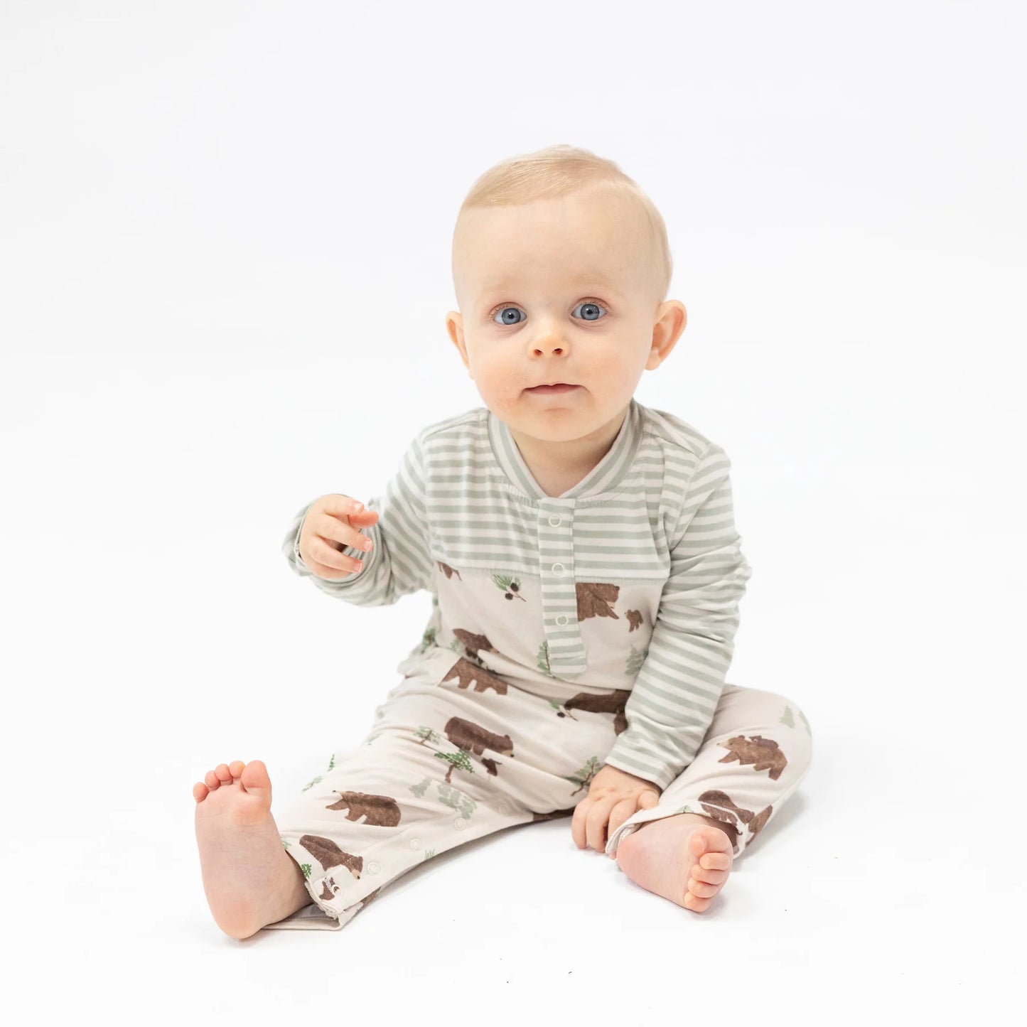 Romper - Brown Bears with Contrast Sleeves