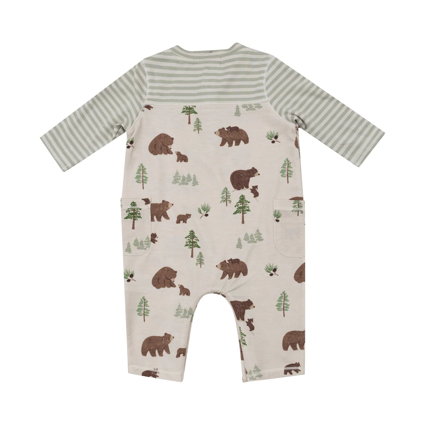 Romper - Brown Bears with Contrast Sleeves