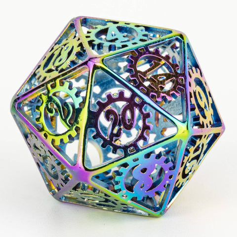 Hollow Metal Gears of Providence Polyhedral Dice Set - Rainbow