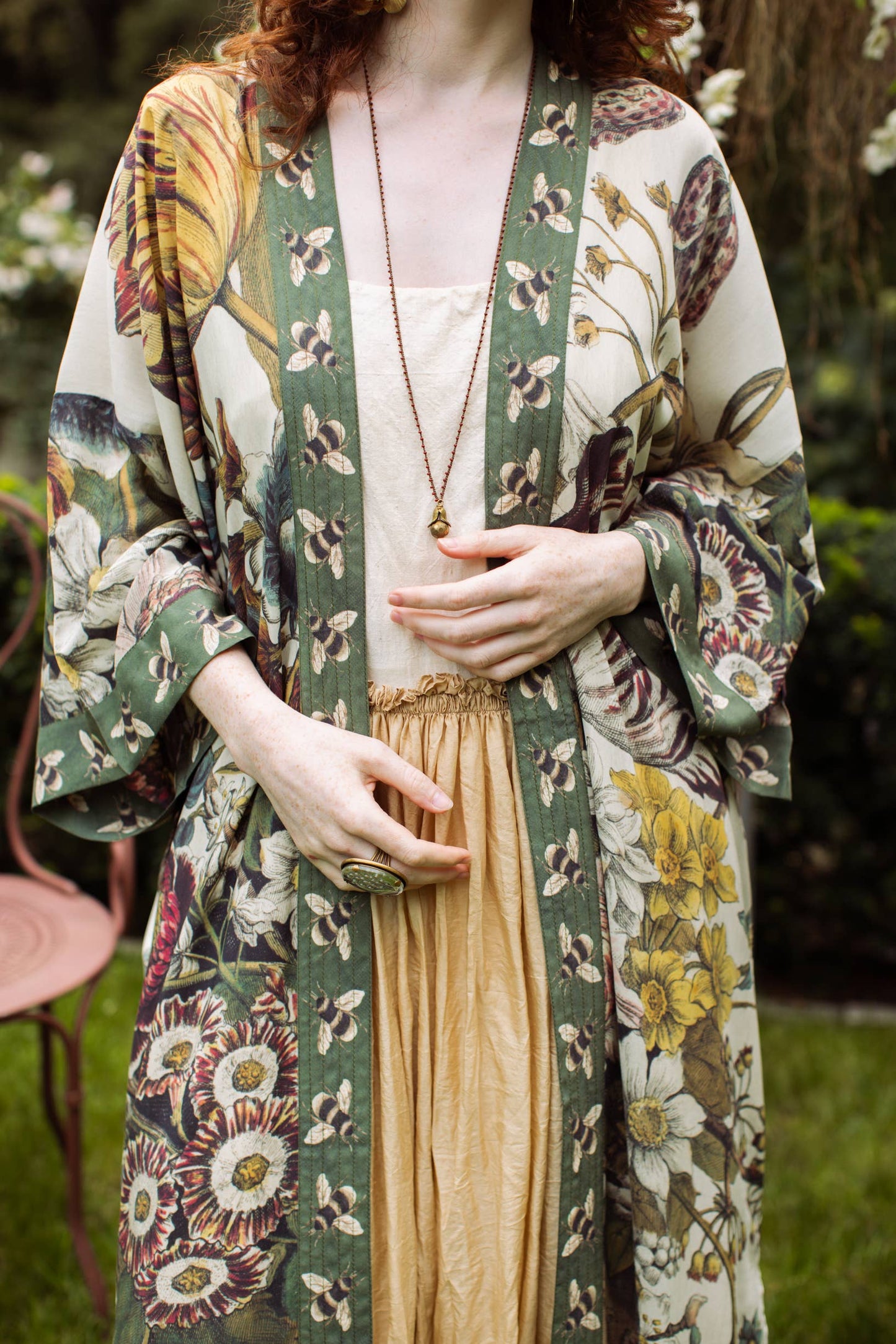 Opera Bamboo Kimono Duster Robe - Love Grows Wild with Bees