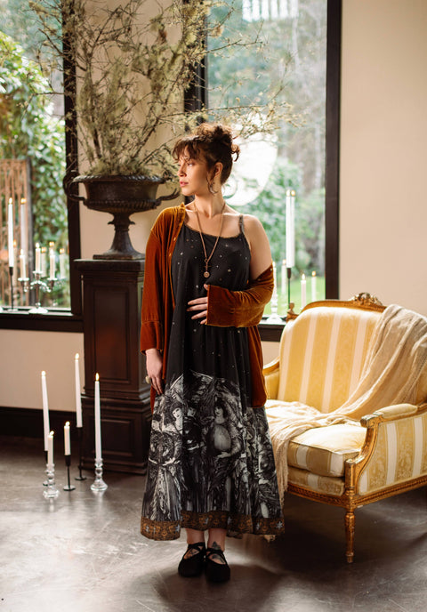 Bohéme Slip Maxi Dress - The Guardians with Angels, Moon & Stars